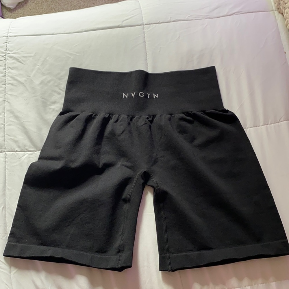 NVGTN Black Solid Seamless Shorts